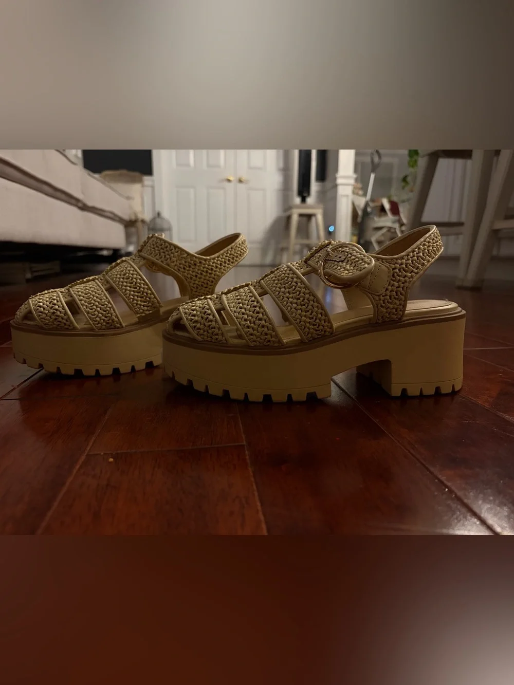 Woven Platform Espadrille Sandal - Beige